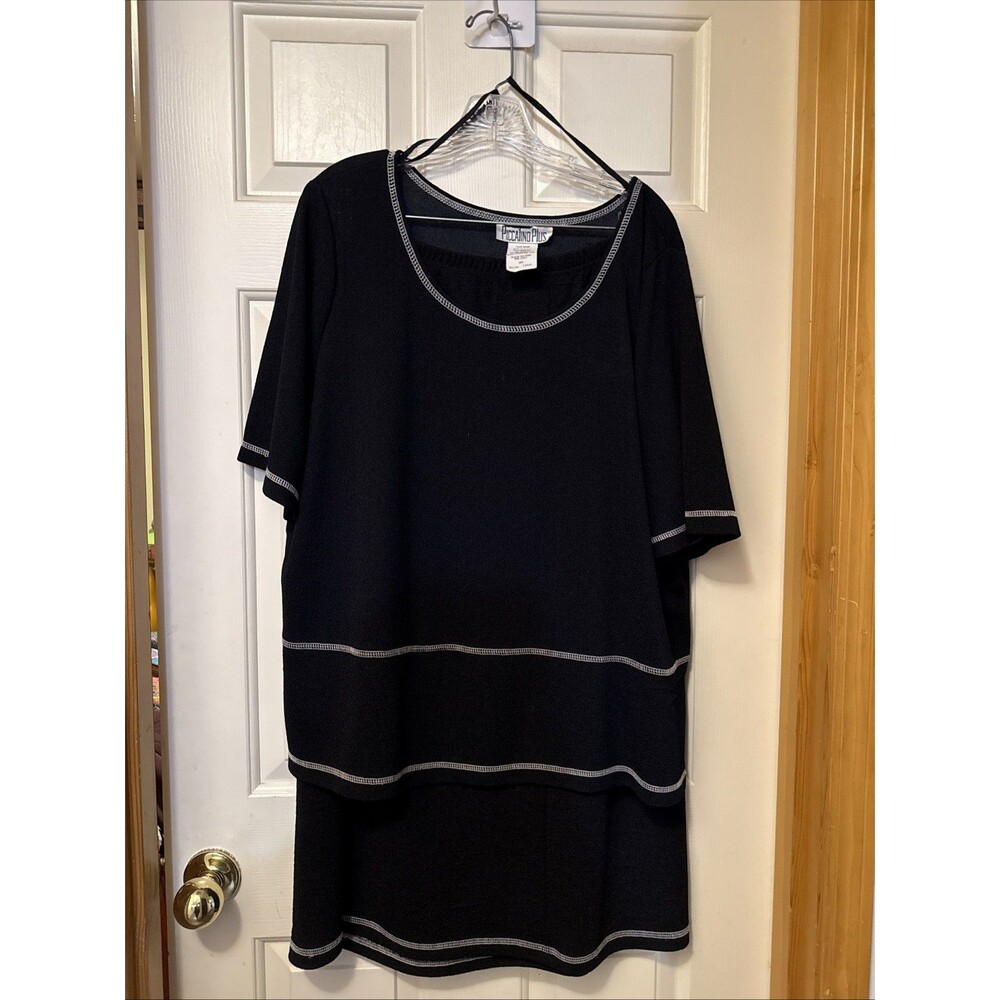 Piccalino Plus Black 2-Piece, Skirt & Top Women’s Size 18 Contrast Stitching